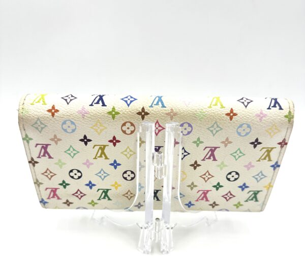 Authentic Louis Vuitton Sarah Multicolor wallet, white, with LV box, LV dustbag, and free new organizer to wear as a wallet on a chain/crossbody and free new gold crossbody chain - Image 8