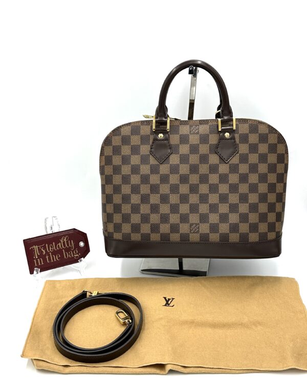 Authentic Louis Vuitton Alma PM, Damier Ebene, with  LV dustbag and Authentic Louis Vuitton strap