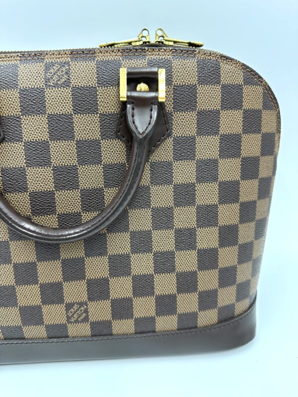 Authentic Louis Vuitton Alma PM, Damier Ebene, with  LV dustbag and Authentic Louis Vuitton strap - Image 11