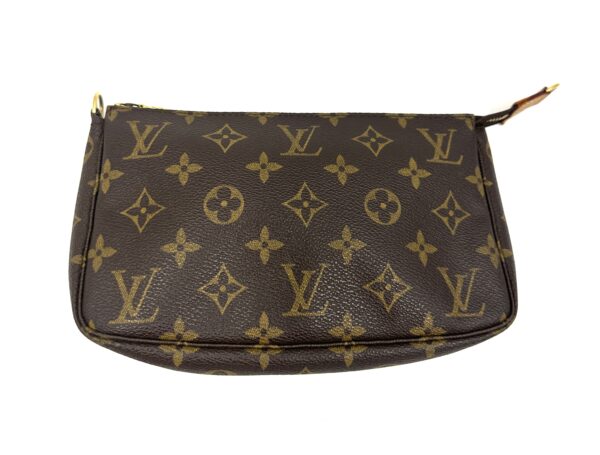 Authentic Louis Vuitton Pochette Accessoires with LV leather short strap and generic crossbody gold chain included - Image 5