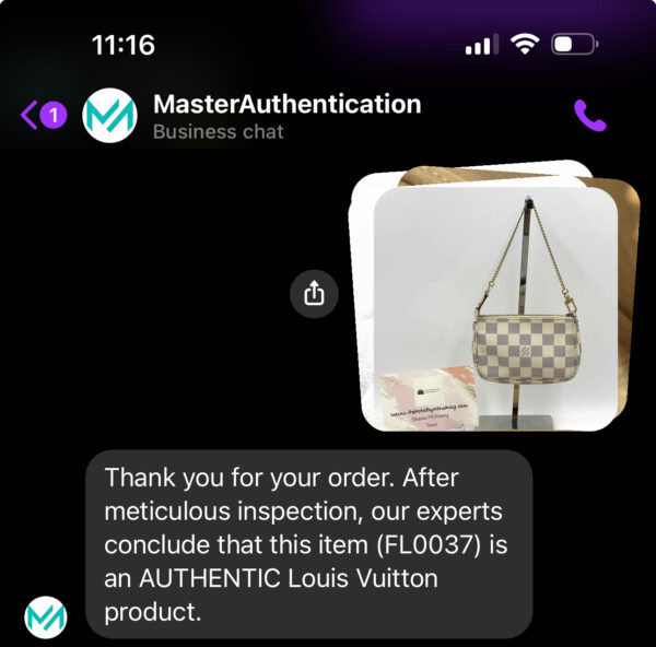 Authentic Louis Vuitton Damier Azur Mini Pochette Accesoires with LV chain strap, LV dustbag and generic crossbody chain included - Image 26