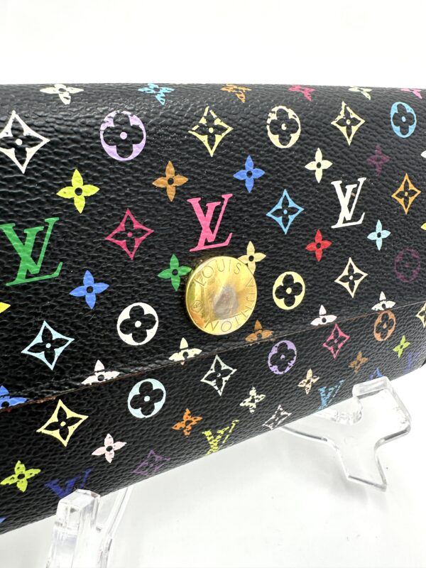 Authentic Louis Vuitton Multicolor Black Sarah wallet with free organizer to wear as crossbody (wallet on a chain) and free black and gold chain strap included as well - Image 18