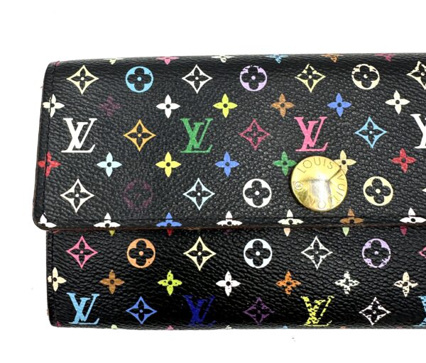 Authentic Louis Vuitton Multicolor Black Sarah wallet with free organizer to wear as crossbody (wallet on a chain) and free black and gold chain strap included as well - Image 12