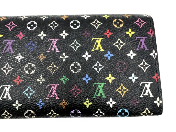 Authentic Louis Vuitton Multicolor Black Sarah wallet with free organizer to wear as crossbody (wallet on a chain) and free black and gold chain strap included as well - Image 9