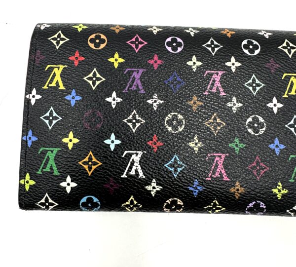 Authentic Louis Vuitton Multicolor Black Sarah wallet with free organizer to wear as crossbody (wallet on a chain) and free black and gold chain strap included as well - Image 11