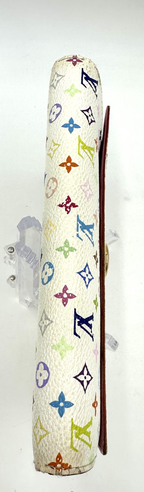 Authentic Louis Vuitton Murakami white multicolor Sarah wallet with free organizer to wear as wallet on a chain and free pink matching generic chain included - Image 17