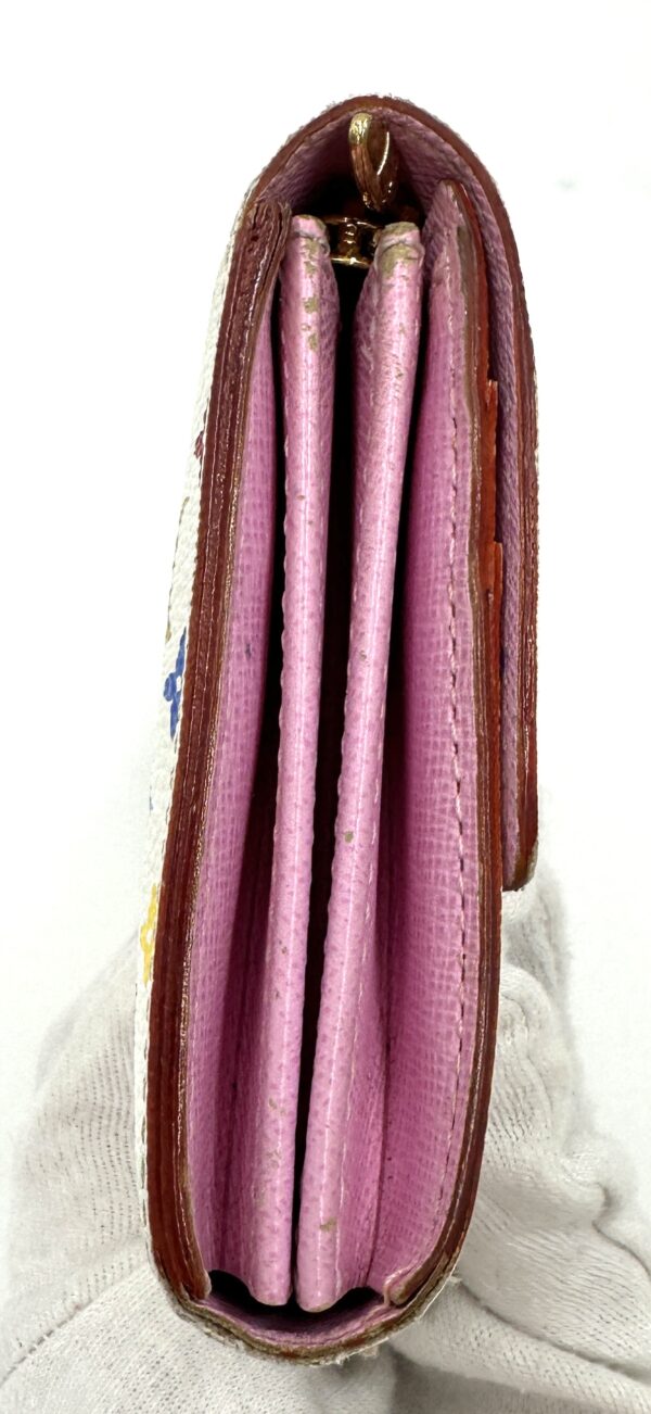 Authentic Louis Vuitton Murakami white multicolor Sarah wallet with free organizer to wear as wallet on a chain and free pink matching generic chain included - Image 21