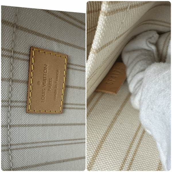Authentic Louis Vuitton Neverfull MM/GM pouch, Azur, with LV short strap and generic crossbody chain included - Image 33