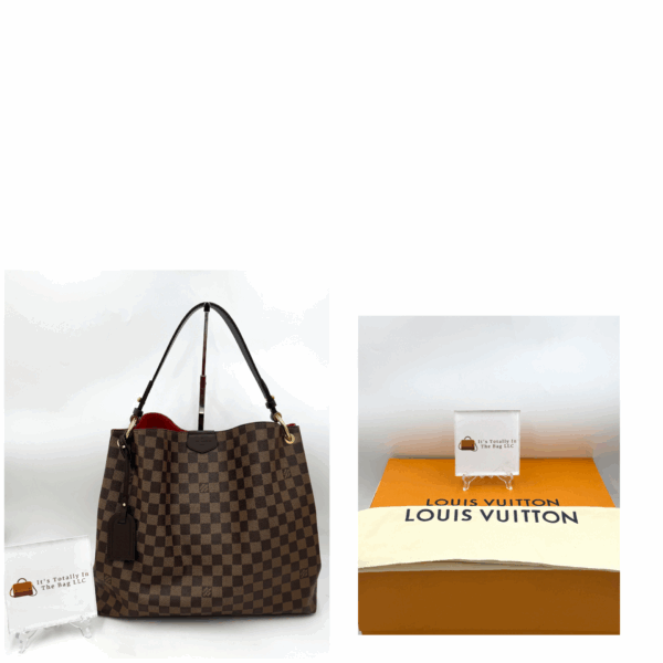 Authentic Excellent Louis Vuitton Graceful MM, Damier Ebene, with LV tag, LV box, and LV dustbag included