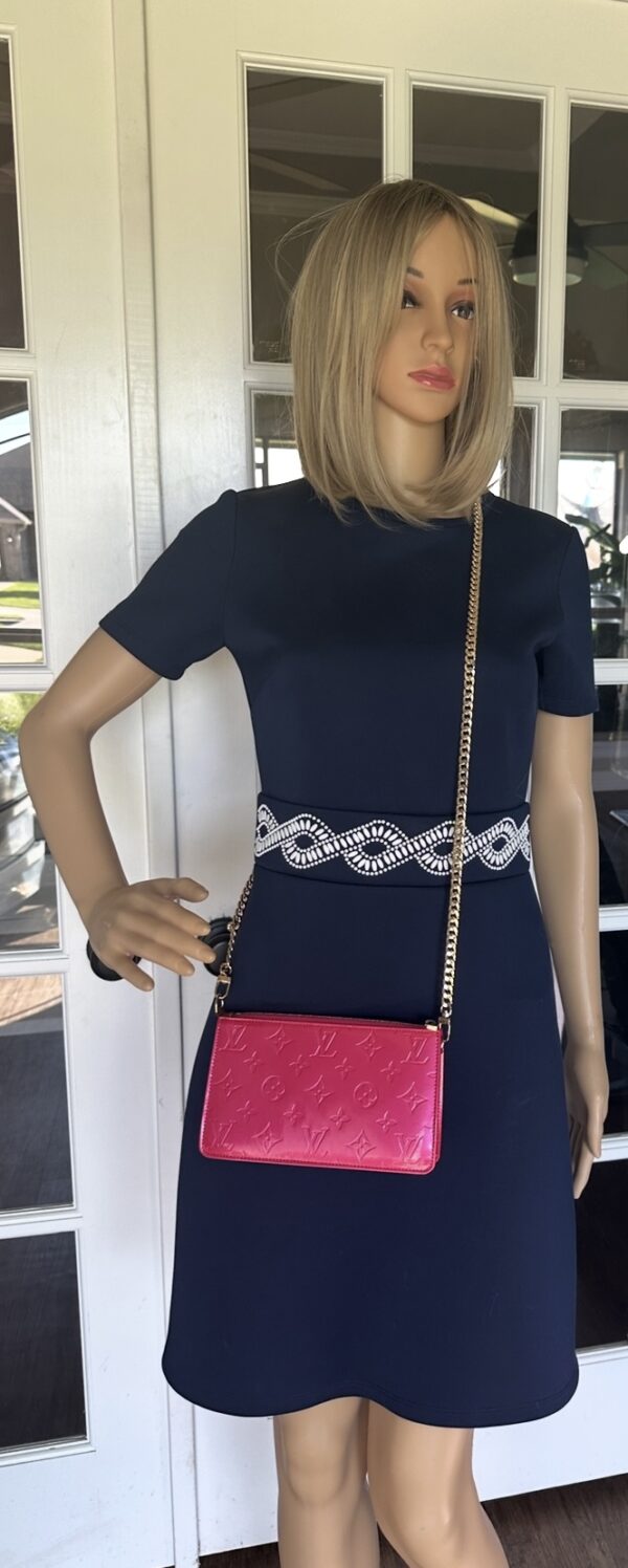 Authentic Louis Vuitton Lexington Pochette, Pink, with LV short strap, LV dustbag and generic crossbody chain - Image 5