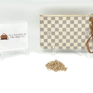 Authentic Louis Vuitton Neverfull MM/GM pouch, Azur, with LV short strap and generic crossbody chain included