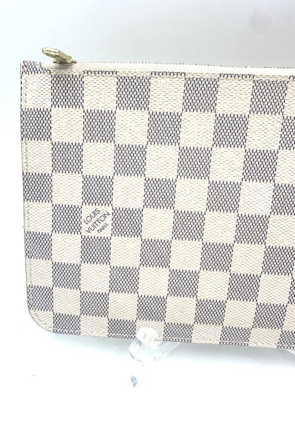 Authentic Louis Vuitton Neverfull MM/GM pouch, Azur, with LV short strap and generic crossbody chain included - Image 8