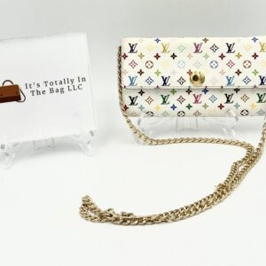 Authentic Louis Vuitton White Murakami Multicolor Sarah wallet WOC bundle