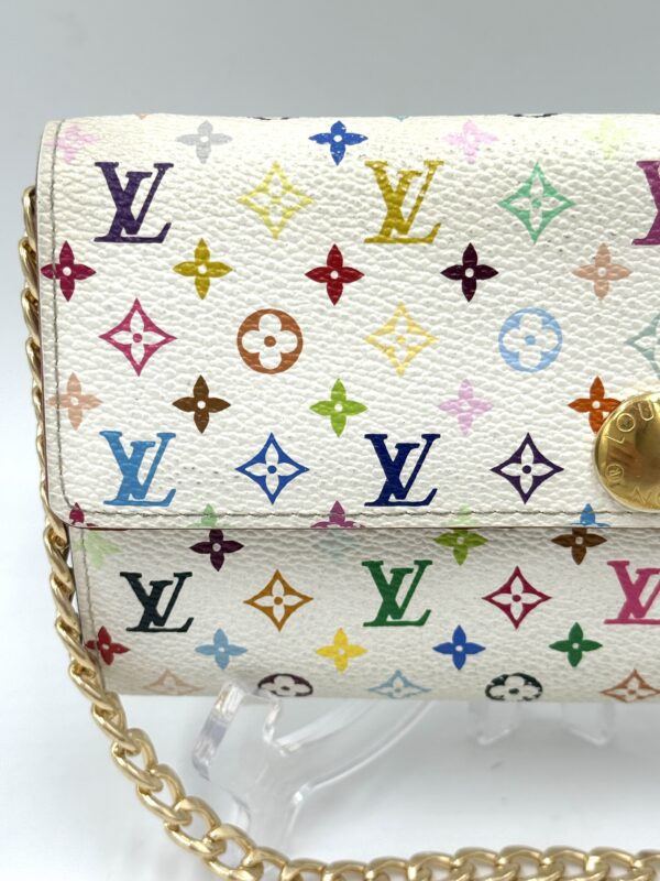 Authentic Louis Vuitton White Murakami Multicolor Sarah wallet WOC bundle - Image 3