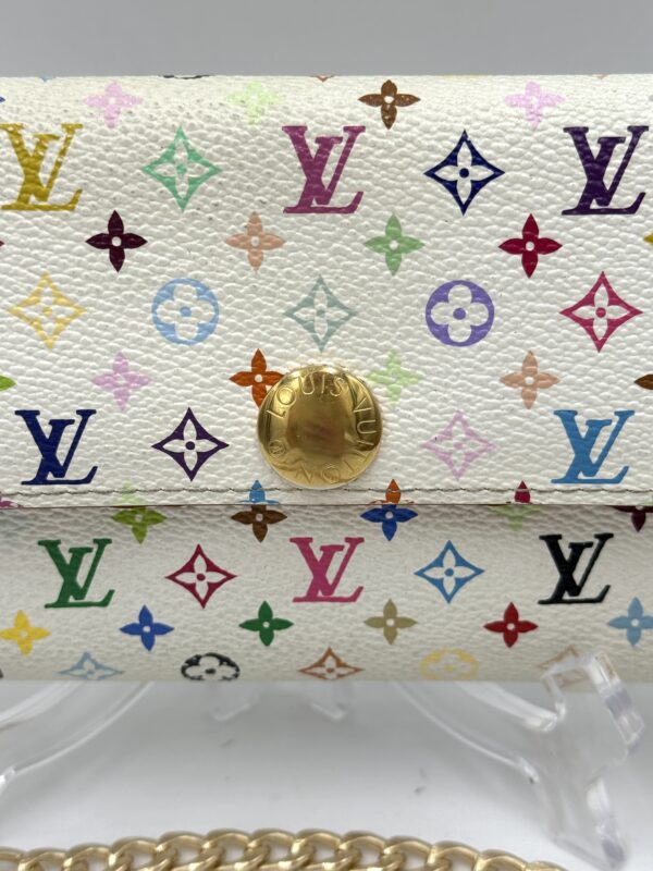Authentic Louis Vuitton White Murakami Multicolor Sarah wallet WOC bundle - Image 4