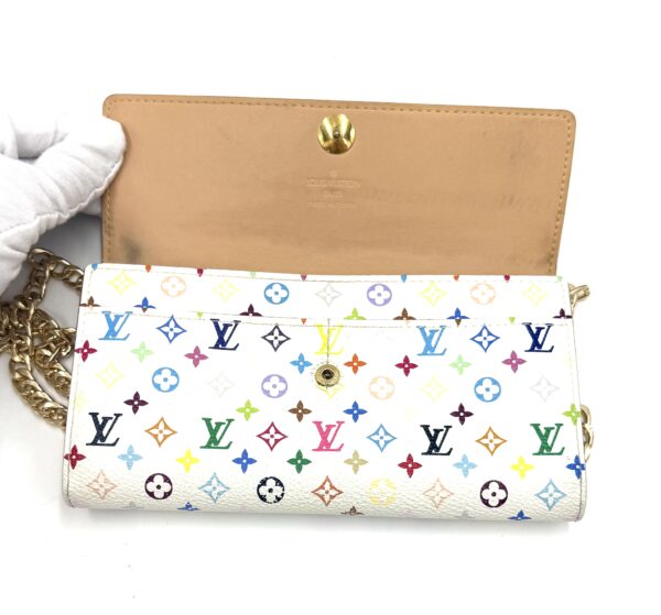 Authentic Louis Vuitton White Murakami Multicolor Sarah wallet WOC bundle - Image 12