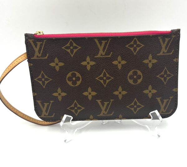 Authentic Louis Vuitton Neverfull PM Pouch, Pivoine with LV wrist strap and generic crossbody chain included - Image 4