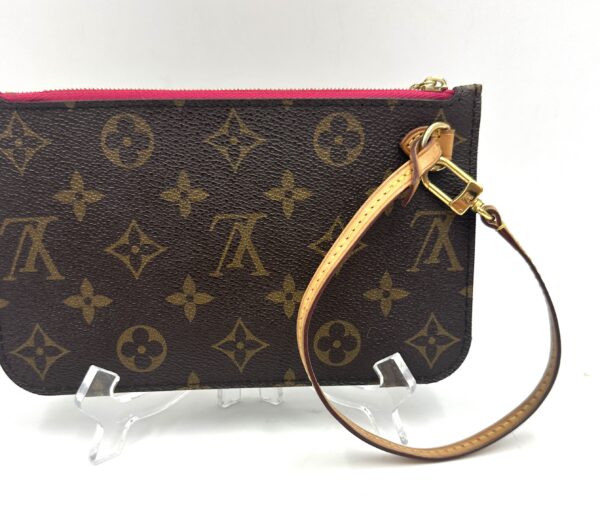 Authentic Louis Vuitton Neverfull PM Pouch, Pivoine with LV wrist strap and generic crossbody chain included - Image 5