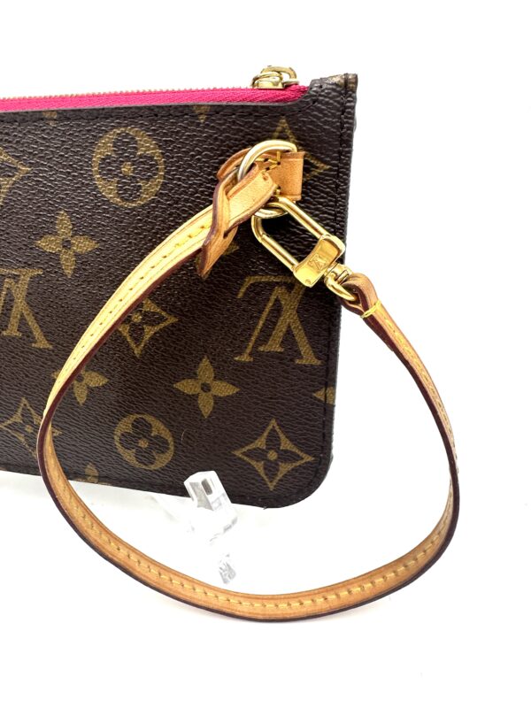 Authentic Louis Vuitton Neverfull PM Pouch, Pivoine with LV wrist strap and generic crossbody chain included - Image 6