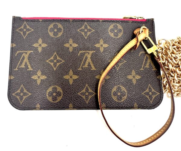 Authentic Louis Vuitton Neverfull PM Pouch, Pivoine with LV wrist strap and generic crossbody chain included - Image 7