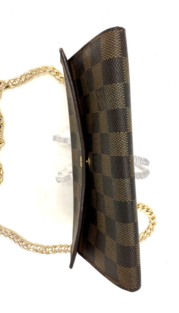 Authentic Louis Vuitton Sarah wallet, Damier Ebene, with organizer to wear as crossbody and gold generic chain included - Image 9