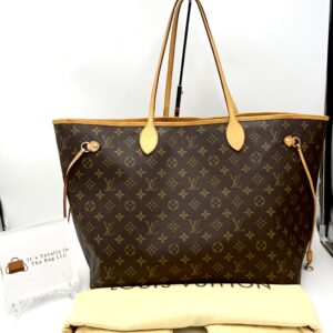 Authentic Louis Vuitton Neverfull GM, monogram, with beige interior, LV dustbag included