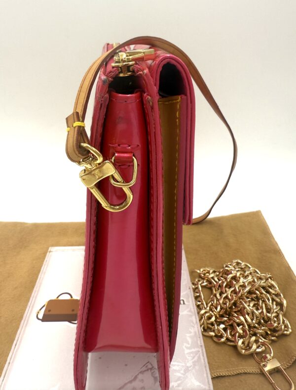 Authentic Louis Vuitton Pink Mott with original strap and generic crossbody chain and dustbag included - Image 5