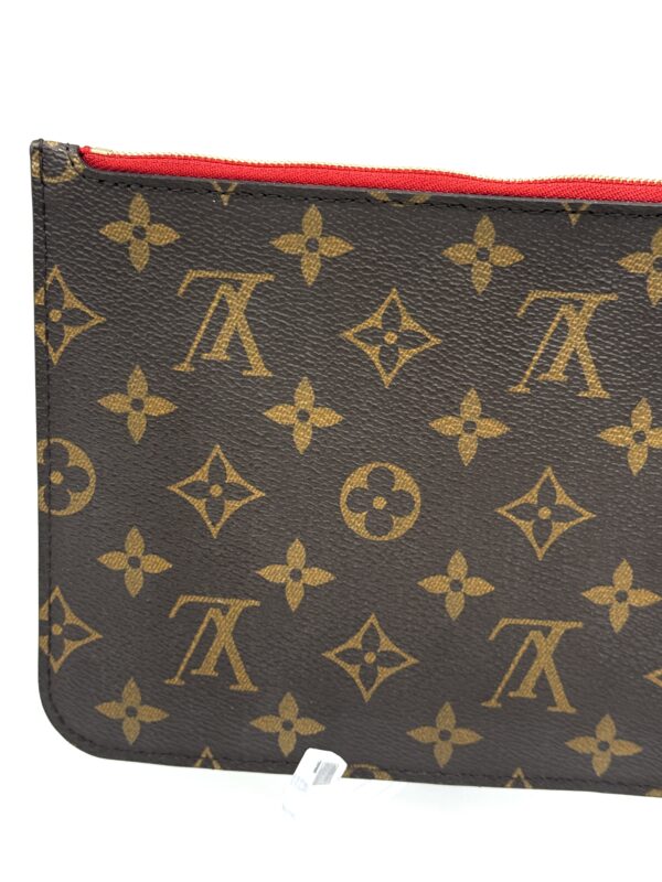 Authentic Louis Vuitton Neverfull Pouch MM/GM, Monogram and cerise red - Image 3