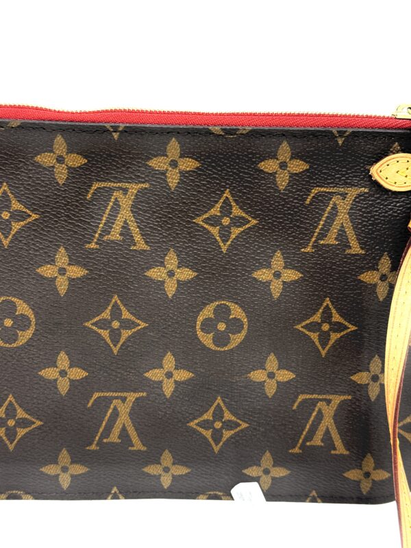 Authentic Louis Vuitton Neverfull Pouch MM/GM, Monogram and cerise red - Image 4