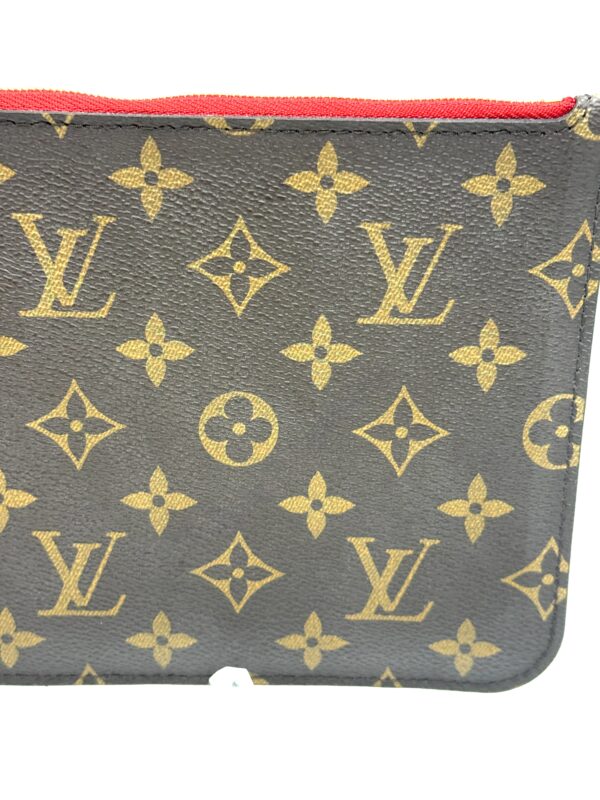 Authentic Louis Vuitton Neverfull Pouch MM/GM, Monogram and cerise red - Image 9