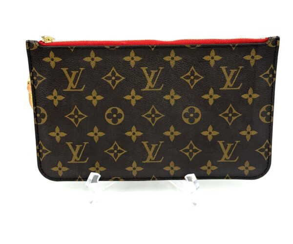 Authentic Louis Vuitton Neverfull Pouch MM/GM, Monogram and cerise red - Image 10