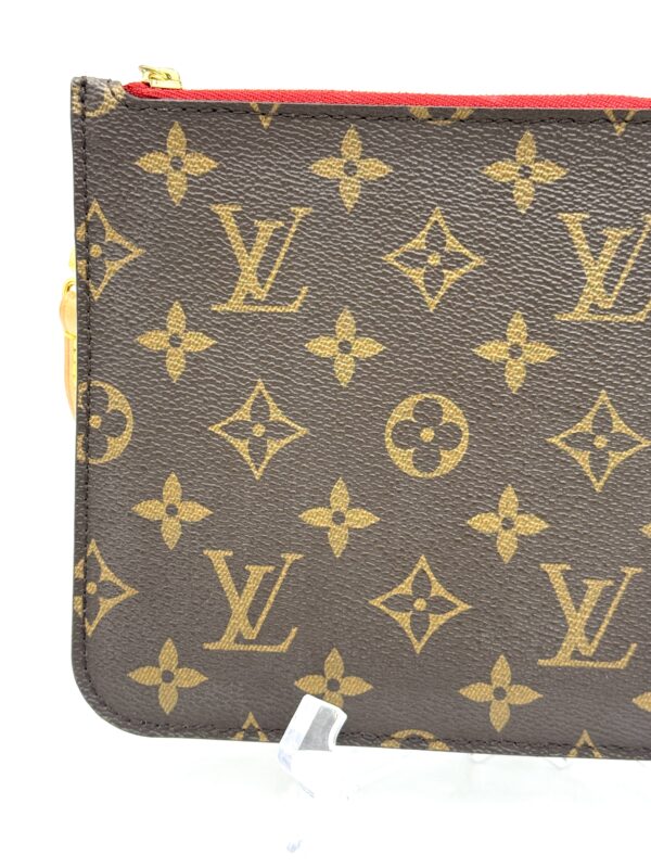Authentic Louis Vuitton Neverfull Pouch MM/GM, Monogram and cerise red - Image 13