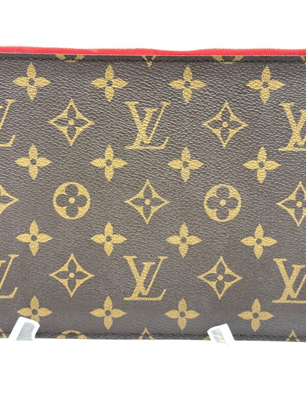 Authentic Louis Vuitton Neverfull Pouch MM/GM, Monogram and cerise red - Image 12