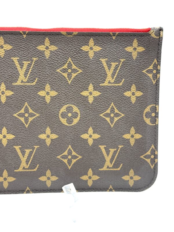 Authentic Louis Vuitton Neverfull Pouch MM/GM, Monogram and cerise red - Image 11