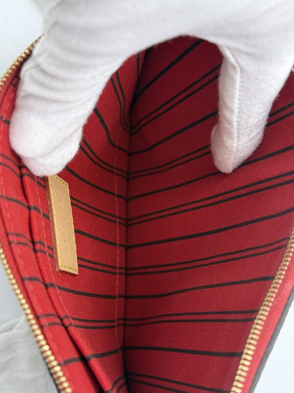 Authentic Louis Vuitton Neverfull Pouch MM/GM, Monogram and cerise red - Image 18