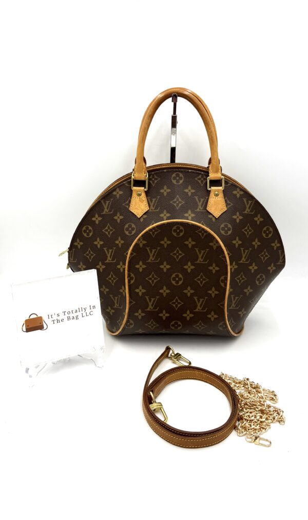 Authentic Louis Vuitton Ellipse MM, with LV strap or gold generic crossbody strap