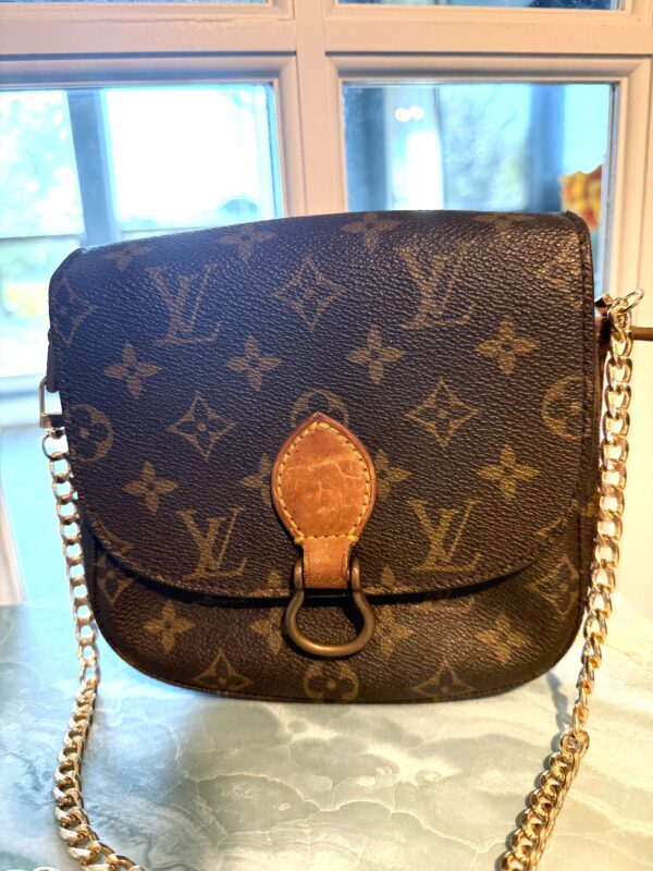 Authentic Vintage Louis Vuitton St Cloud PM with original strap removed and generic gold chain crossbody strap included - Image 4