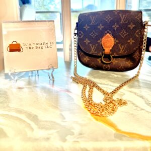 Authentic Vintage Louis Vuitton St Cloud PM with original strap removed and generic gold chain crossbody strap included