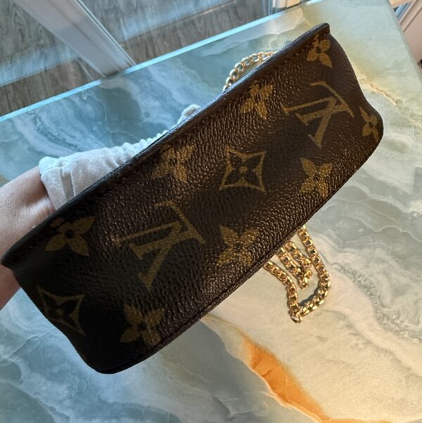 Authentic Vintage Louis Vuitton St Cloud PM with original strap removed and generic gold chain crossbody strap included - Image 10
