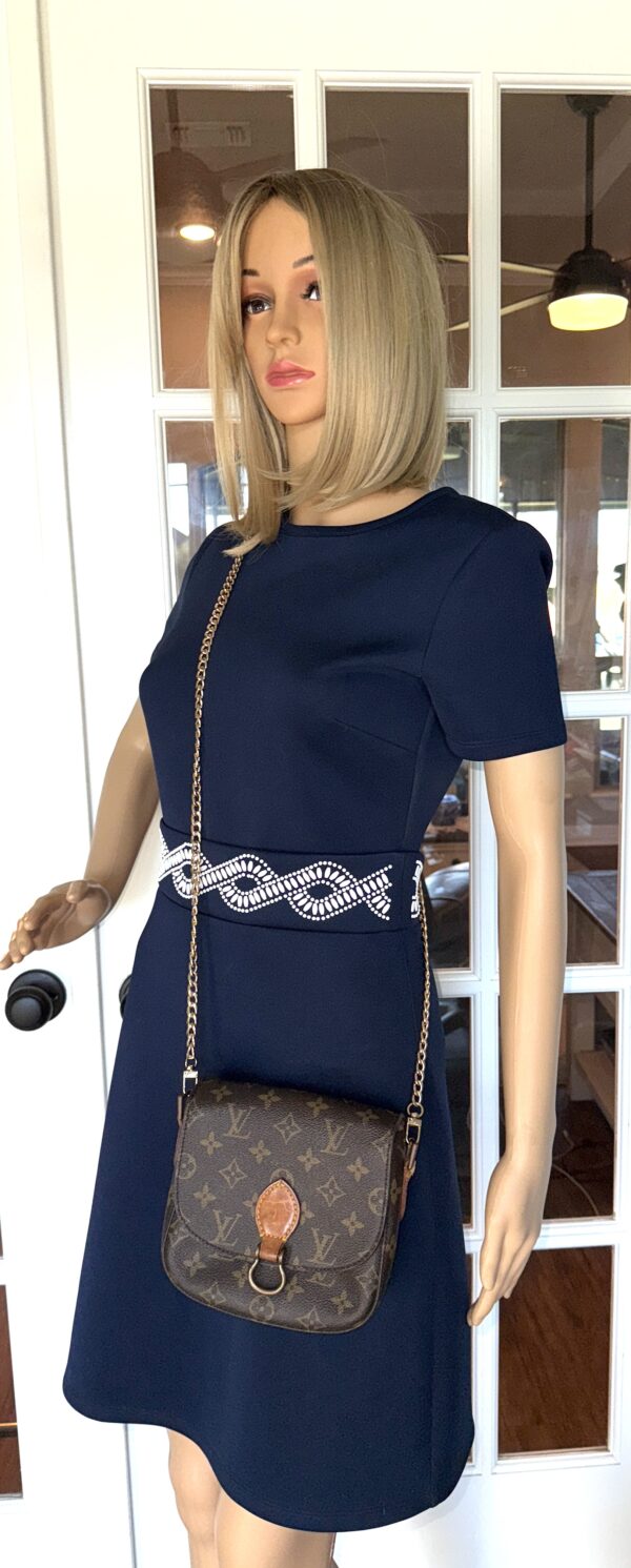 Authentic Vintage Louis Vuitton St Cloud PM with original strap removed and generic gold chain crossbody strap included - Image 3